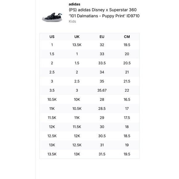 adidas Originals x Disney Superstar 360 I 101 Dalmatians Size 1 Toddler NEW! - Picture 9 of 12